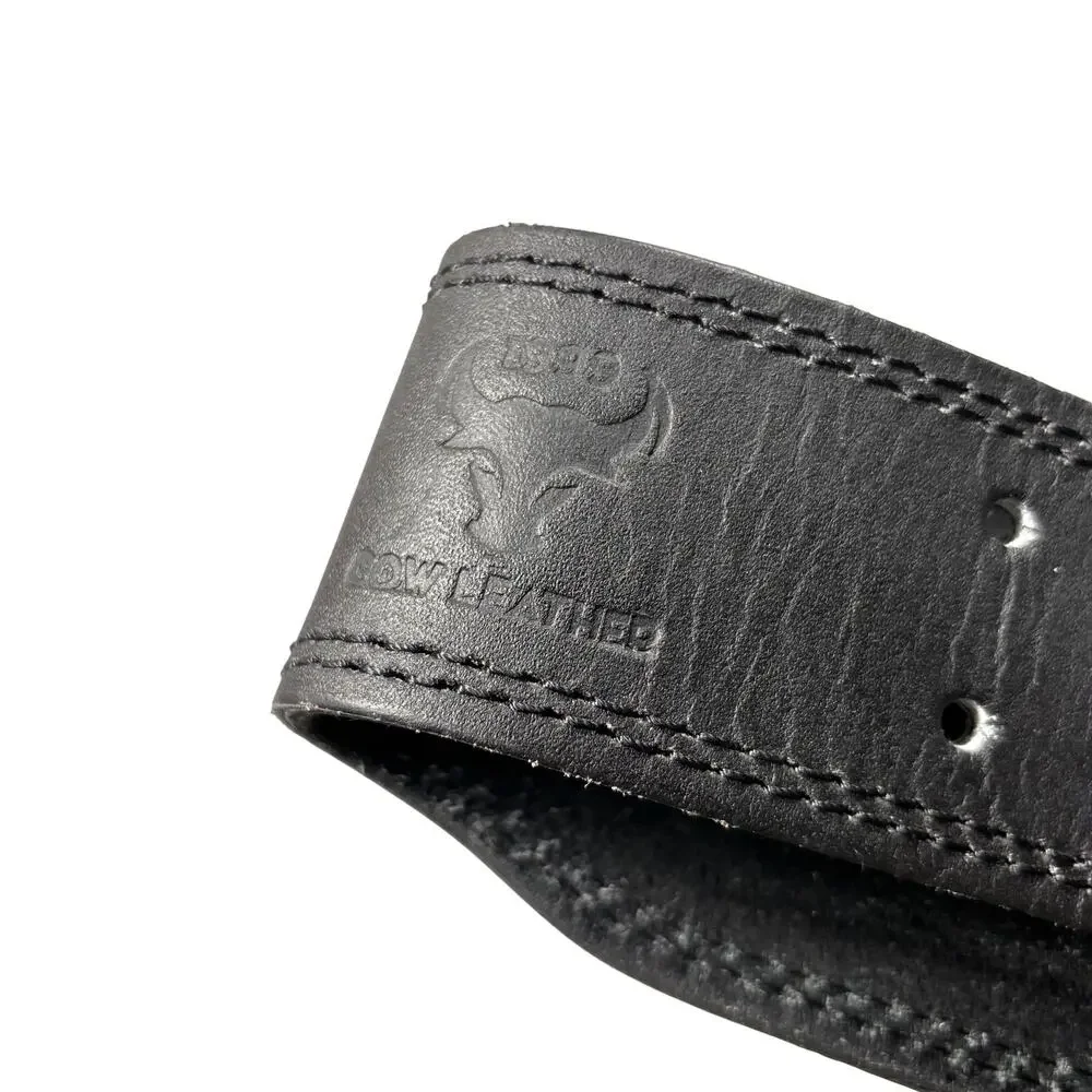 RDX L Black Leather Weightlifting Belt Gym Back Support Powerlifting Squat 4”